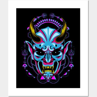 oni devil mask Posters and Art